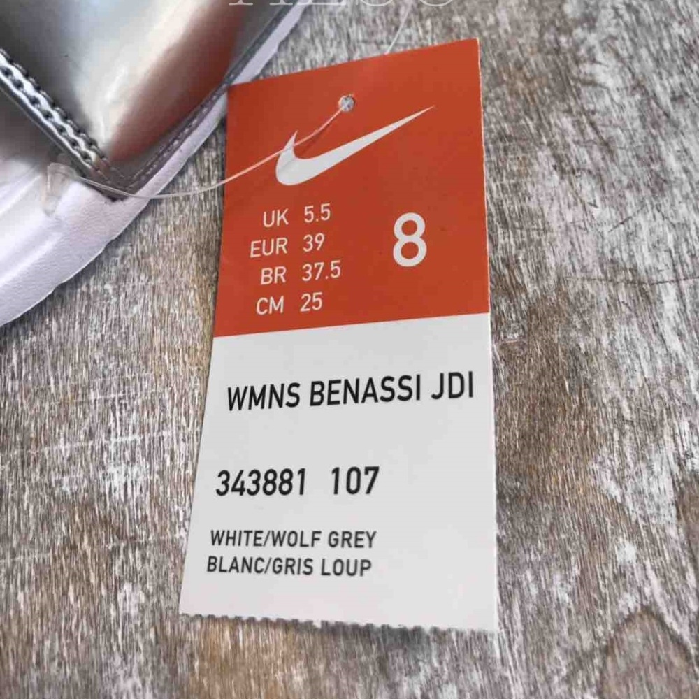 NWT Nike Benassi JDI White Silver W AUTHENTIC - Picture 7 of 8